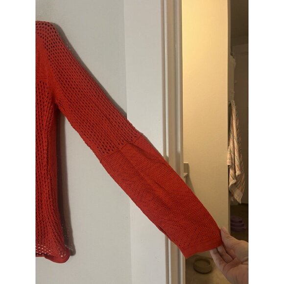 Prana red cotton/wool blend Knit cedar sweater cowl neck Size Medium - Picture 12 of 16